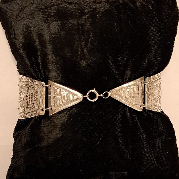 Antique Industria Peruana Aztec Maya Bracelet 900 Silver - Picture 4 of 13